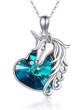 925 Sterling Silver Unicorn Pendant Necklace with Crystal - Perfect Gift for Her